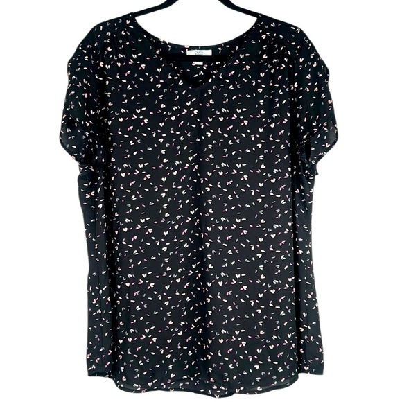 croft & barrow Tops - Croft & Barrow Black Floral Short Sleeve Flowy Career Casual Top Size XXL